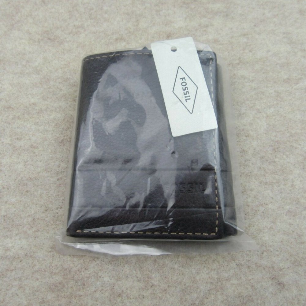 Fossil Lufkin Trifold Brown Leather Mens Wallet - Picture 2 of 10